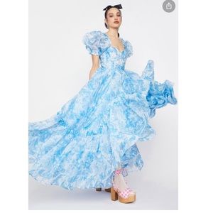 Selkie Baby Blue Toile Ritz Gown NWT